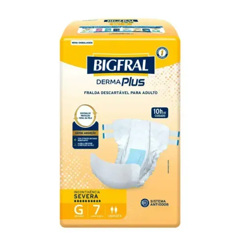 Fralda Bigfral Derma Plus G - 7 Unidades