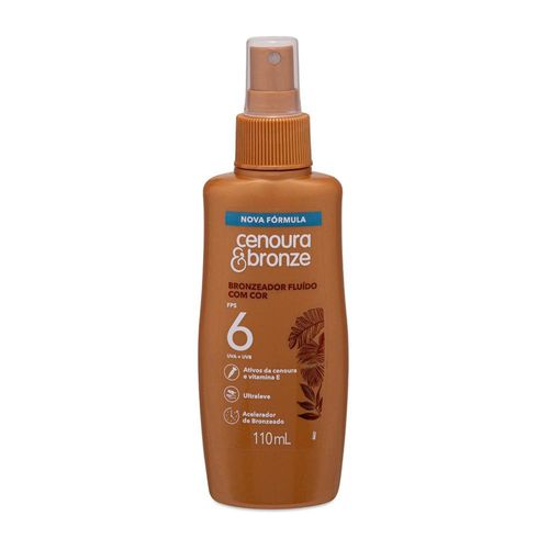 Cenoura Bronze Bronzeador Fluido com Cor Spray FPS 6 110ml Ativos da Cenoura e Vitamina E
