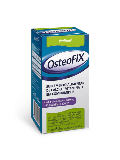 OsteoFix Carbonato de Cálcio 1250mg 200UI C/60 Comprimidos