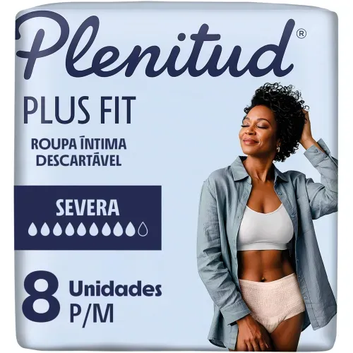 Plenitud Plus Fit Roupa Íntima para Mulheres P/M - 8 Unidades