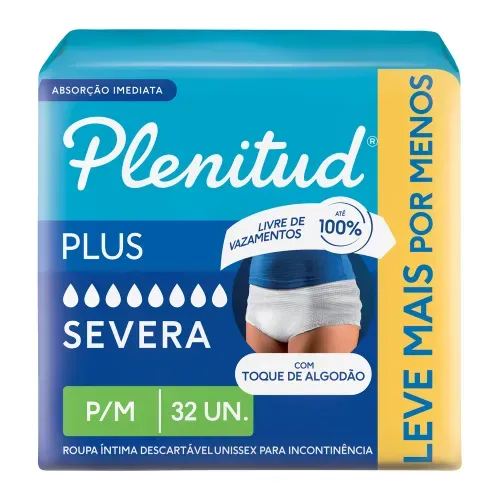 Plenitud Plus Roupa Íntima Incontinência P/M - 32 Unidades
