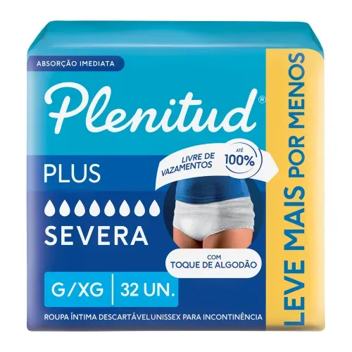 Plenitud Plus Roupa Íntima Incontinência G/XG - 32 Unidades