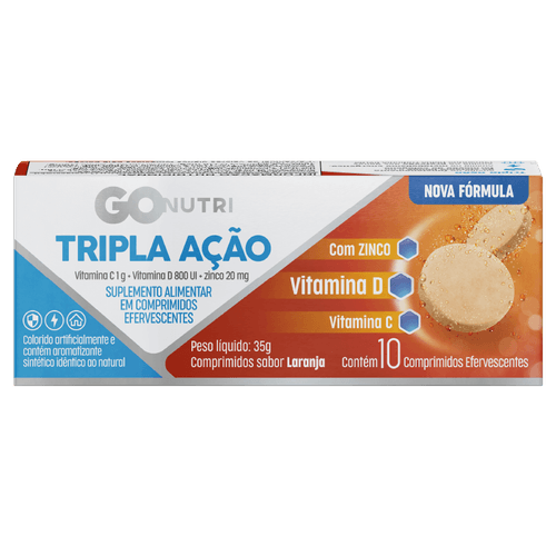 GOnutri Vitamina C Tripla Ação - 10 Comprimidos Efervescentes