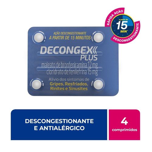 Decongex Plus 12mg + 15mg 4 Comprimidos - Ache