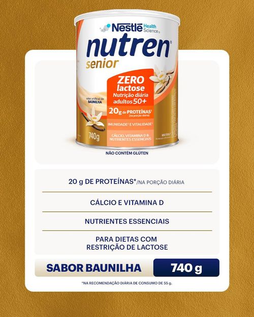 Complemento Alimentar Nutren Senior Zero Lactose Baunilha - 740g