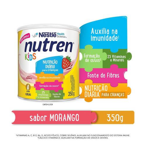 Leite Em Pó Nutren Kids Sabor Morango Lata 350G - Nutren Kids