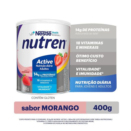 Complemento Alimentar Nutren Active Morango - 400g