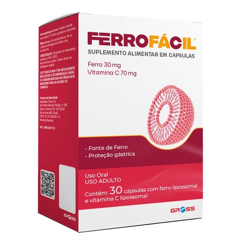 Ferrofácil 30mg + 70mg 30 Cápsulas - Gross