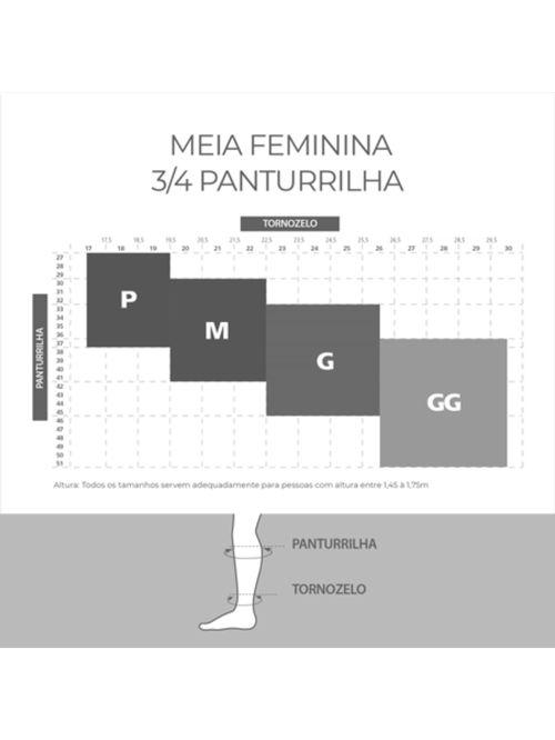 Meia ¾ Panturrilha Attiva Alta Compressao 20-30 Fem Aberta Preta M