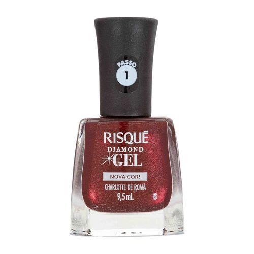 Esmalte Risqué Diamond Gel Charlotte de Romã Vermelho Metálico 9,5ml