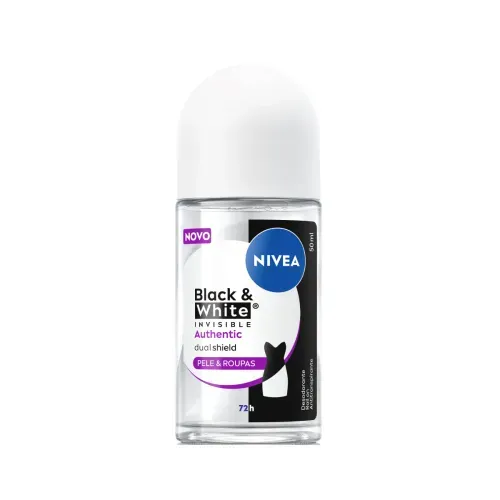 Desodorante Antitranspirante Roll-On Nivea Black & White Invisible Authentic 50ml
