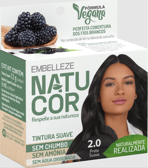 Coloração Natucor Preto Suave Vegana Kit Leve 3 Pague 2 - Natucor