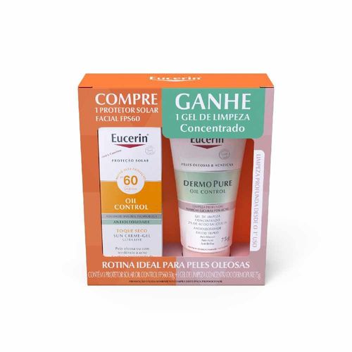 Kit Eucerin Oil Control Protetor Solar FPS 60 50g + Gel de Limpeza 75g