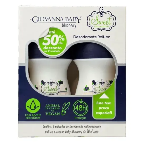 Kit Desodorante Roll-On Giovanna Baby Blueberry 50ml 2 Unidades