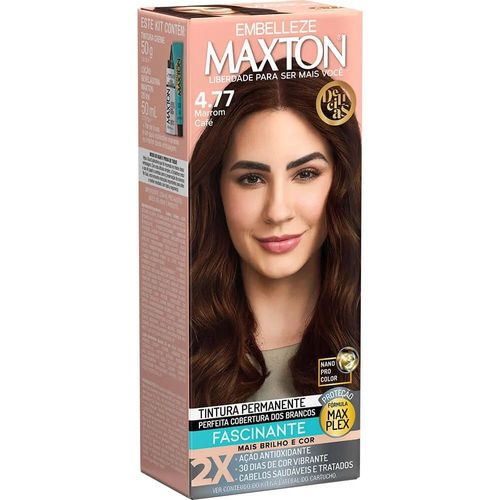Tintura Maxton 4.77 Marrom Café 20 Volumes - Maxton