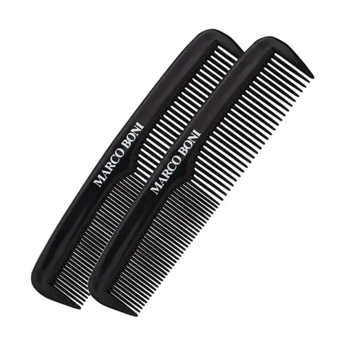 Kit Pente de Cabelo e Barba Dentes Finos e Médios 2 Unidades Marco Boni