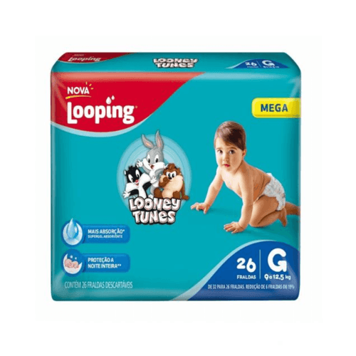 Fralda Looping Looney Tunes Mega G 26 Unidades