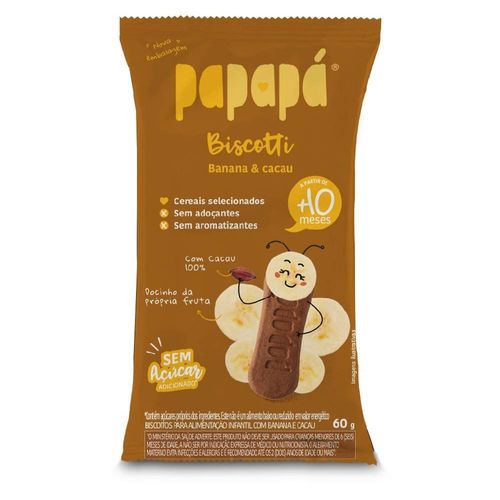Biscoito Papapá Biscotti Banana e Cacau 60g - Papapá