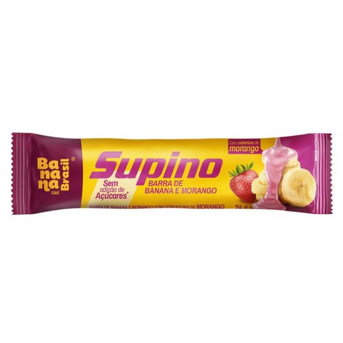 Lanche Barra de Fruta Supino Zero Banana e Morango 24g - Banana Brasil
