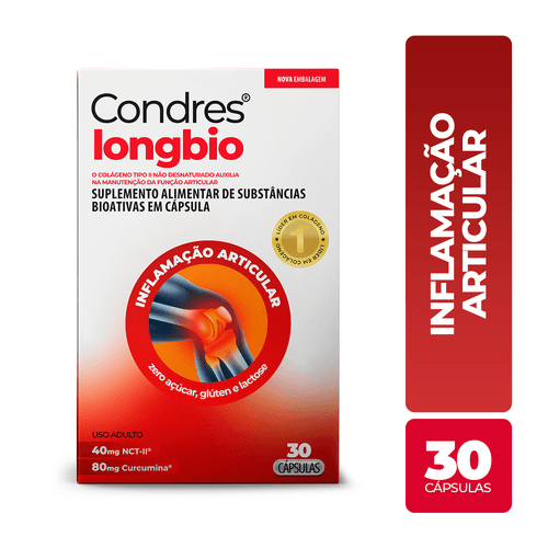 Colageno Tipo 2 Condres Long Bio Curcumina - 30 Cápsulas