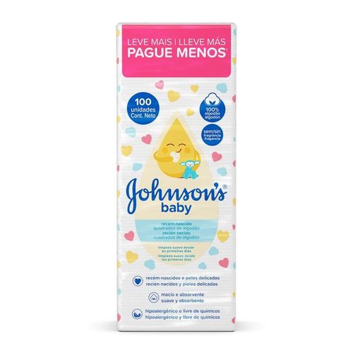 ALGODAO QUAD JNJ BABY S/PERF 100UN