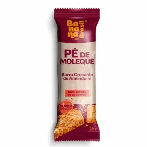 Lanche Barra Crocante Pé de Moleque Zero Açúcar 20g - Banana Brasil