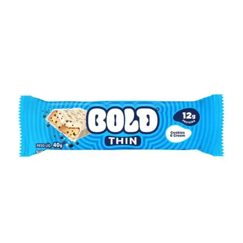 Barra de Proteína Bold Thin Cookies & Cream 40g Caixa 12 Unidades