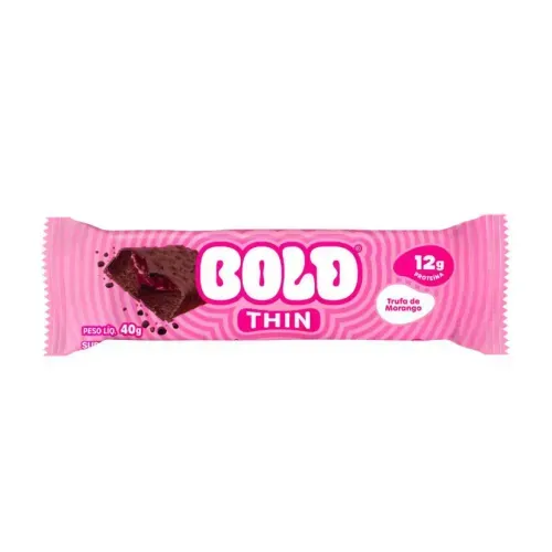 Barra de Proteína Bold Thin Trufa de Morango Caixa 12 Unidades
