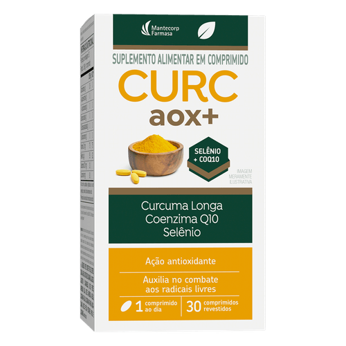 Suplemento Alimentar Curc AOX+ Zero Açúcar Mantecorp Farmasa - 30 Comprimidos