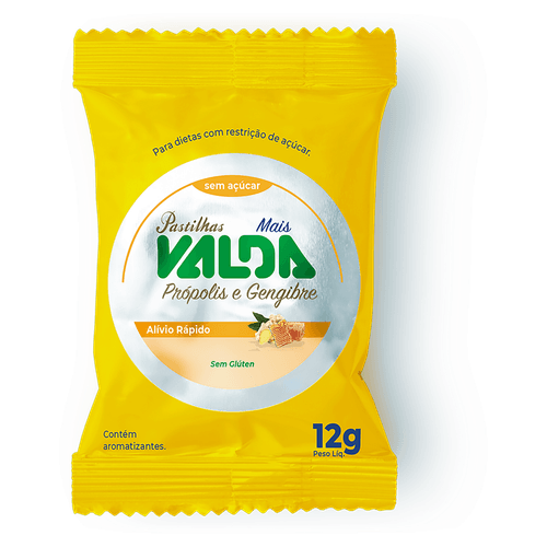 Pastilha Própolis e Gengibre Zero Açúcar Valda Mais - 12g