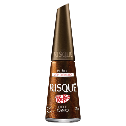 Esmalte Metálico Risqué Choco Cósmico Marrom Hipoalergênico 8ml Kitkat