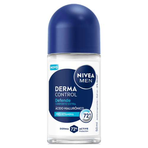 Desodorante Antitranspirante Roll-On Nivea Men Derma Control 50ml Ácido Hialurônico 72h