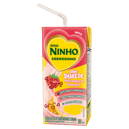 Bebida Láctea Ninho Cremosinho Shake Morango e Banana 180ml
