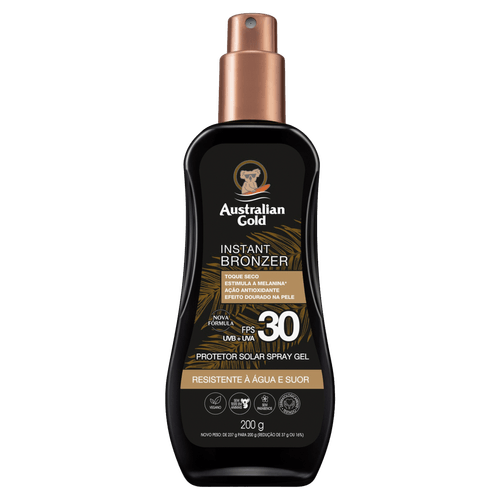 Protetor Solar Spray Australian Gold Instant Bronzer FPS 30 com Cor 200g