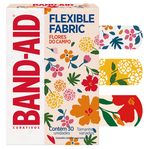Curativo Band-Aid Flores do Campo Tecido Flexível 30 Unidades