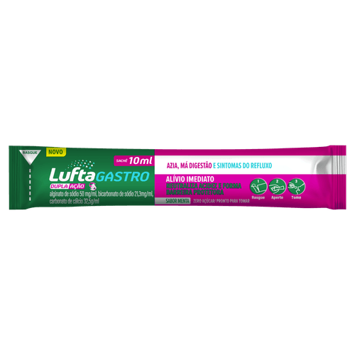 Luftagastro Dupla Ação 50mg/ml Menta Zero Açúcar Sachê 10ml
