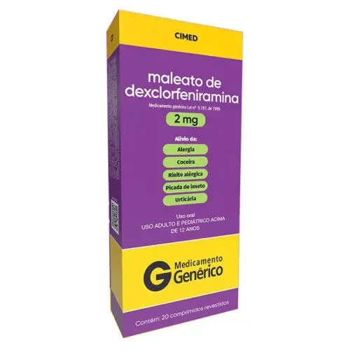 Maleato de Dexclorfeniramina 2mg 20 Comprimidos - Cimed