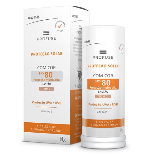 Protetor Solar Stick Profuse FPS 80 com Cor Tom 2 14g