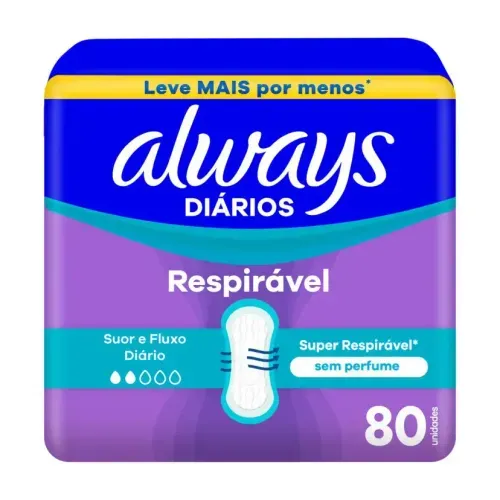 Protetor Diário Respirável 80 Un Always