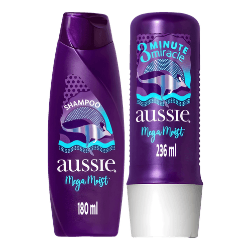 Aussie Kit Mega Moist - Shampoo 180ml + Condicionador 236ml