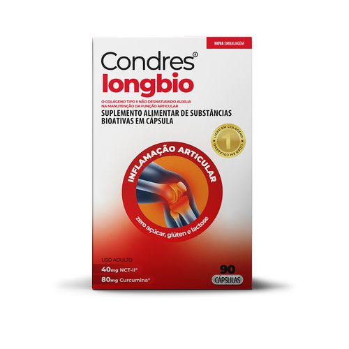 Condres Long Bio Colágeno Tipo II 40 mg com Curcumina 80 mg 90 Cápsulas
