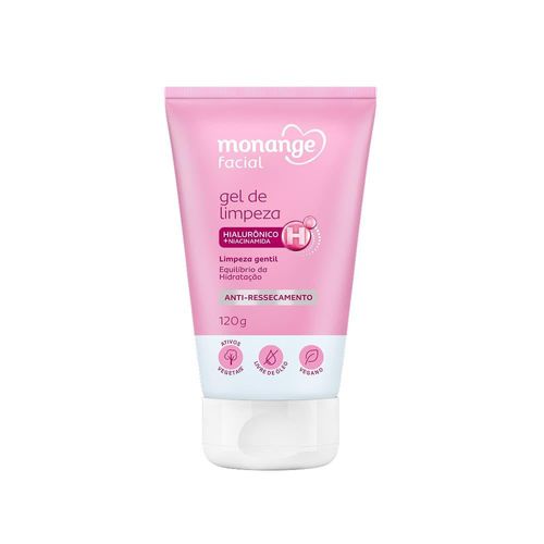 Gel de Limpeza Monange Facial Anti-Ressecamento com Ácido Hialurônico e Niacinamida 120g
