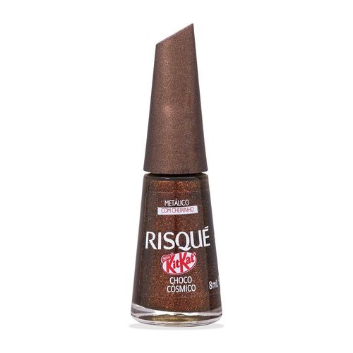 Esmalte Metálico Risqué Choco Cósmico Marrom Hipoalergênico 8ml Kitkat