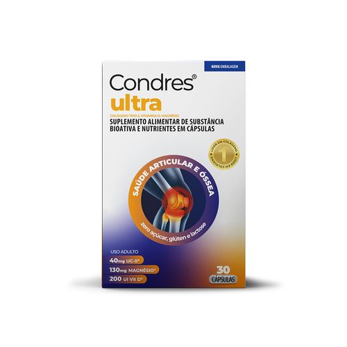 Condres Ultra Colágeno Tipo II 40mg + Vitamina D 200UI + Magnésio 130mg 30 Cápsulas