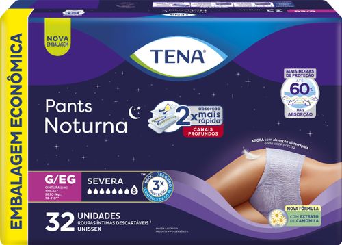 Roupa Íntima Tena Pants Noturna G/EG Leve 32 Pague 28 Unidades
