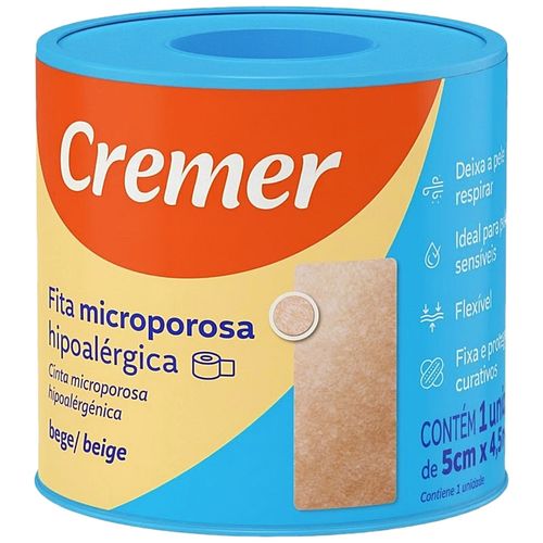 Fita Microporosa Cremer Bege 5cmx4.5m - unidade