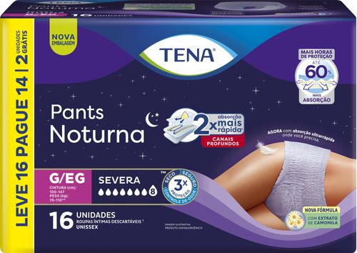 Roupa íntima Tena Pants Noturna G/EG Leve 16 Pague 14 unidades
