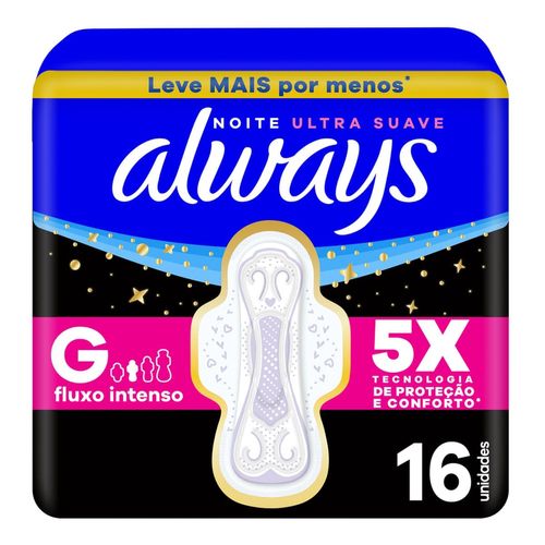 Absorvente Always Noite Ultra Suave com Abas 16 Unidades