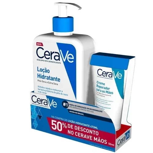 Kit Cerave Loc 473G+Creme Maos 50Ml 50%Desc