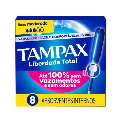 Absorvente Interno Tampax Liberdade Total 8 Unidades